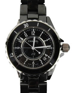 Chanel Style J-12 Black Ceramic Man's Watch: Quartz movement.