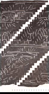Keith Haring Subway Drawing "Modern Crucifixion": (American, 1958-1990) This drawing came from the Seventh Avenue subway station in Greenwich Village. This piece was photographed by Tseng Kwong Chi (Hong Kong 1950-1990, NY) who photographed most of K