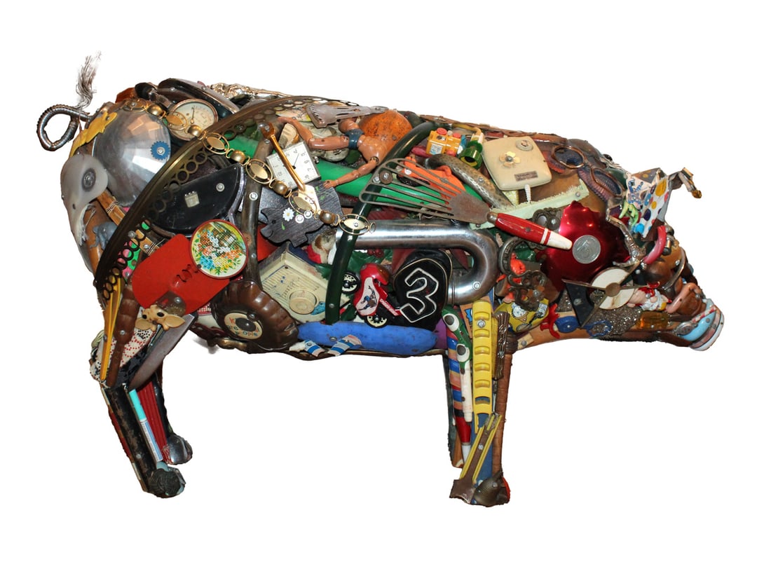 Leo Sewell, Found Object Sculpture of a Pig (1 of 14)