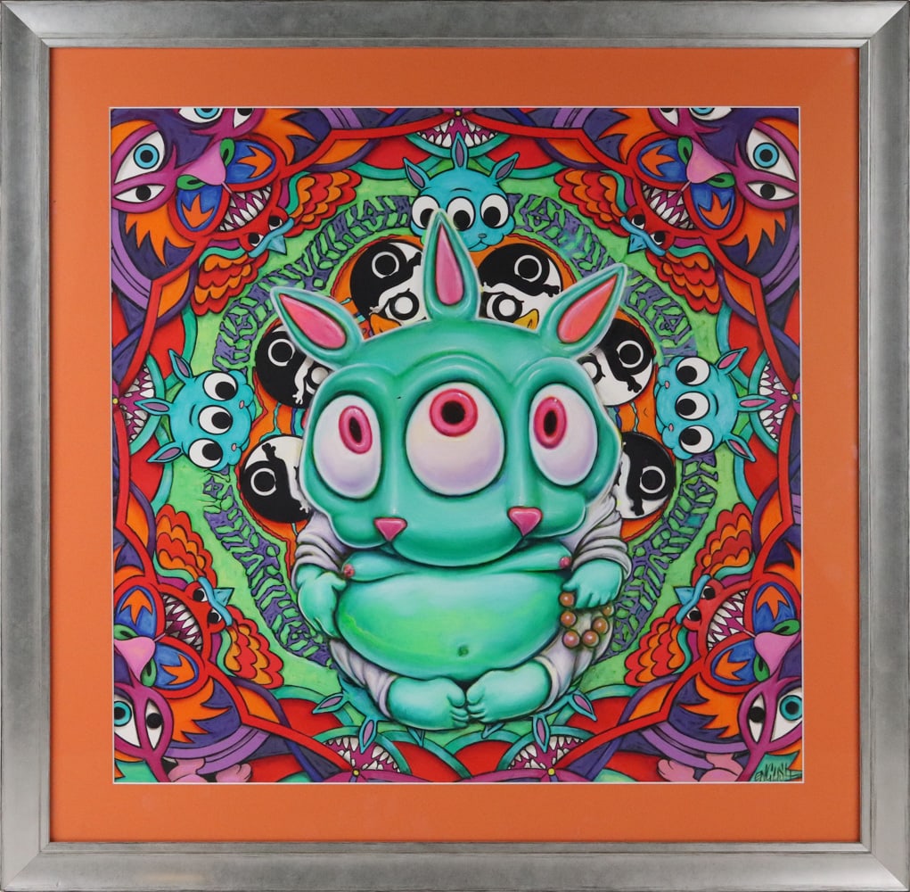 Ron English, Acrylic on Paper, "Mindful Rabbit" (1 of 10)