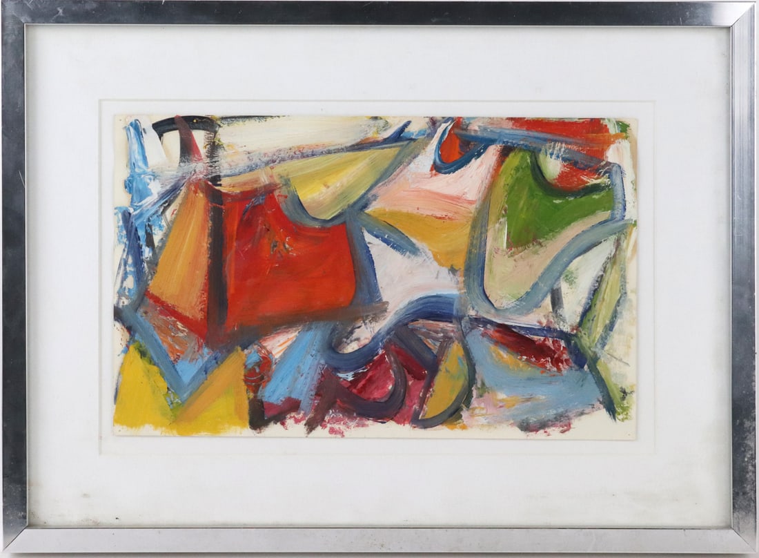 Harold Shapinsky, Oil on Paper, Abstract: (American, 1925-2004) appears to be unsigned, bears gallery labels verso. Pinholes to corners. Sight size: 8-1/4"h x 13-1/4"w Overall: 14"h x 19"w