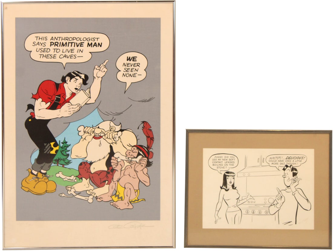 Al Capp, Serigraph, "The Anthropologist": (American, 1909-1979) signed in pencil l.r. Artist's Proof, 2/30. Together with an ink on paper of an Archie Comic, signed "Lucey" (Harry Lucey, American, 1913-1984). 2 pieces Sight sizes: 33-1/2"h x