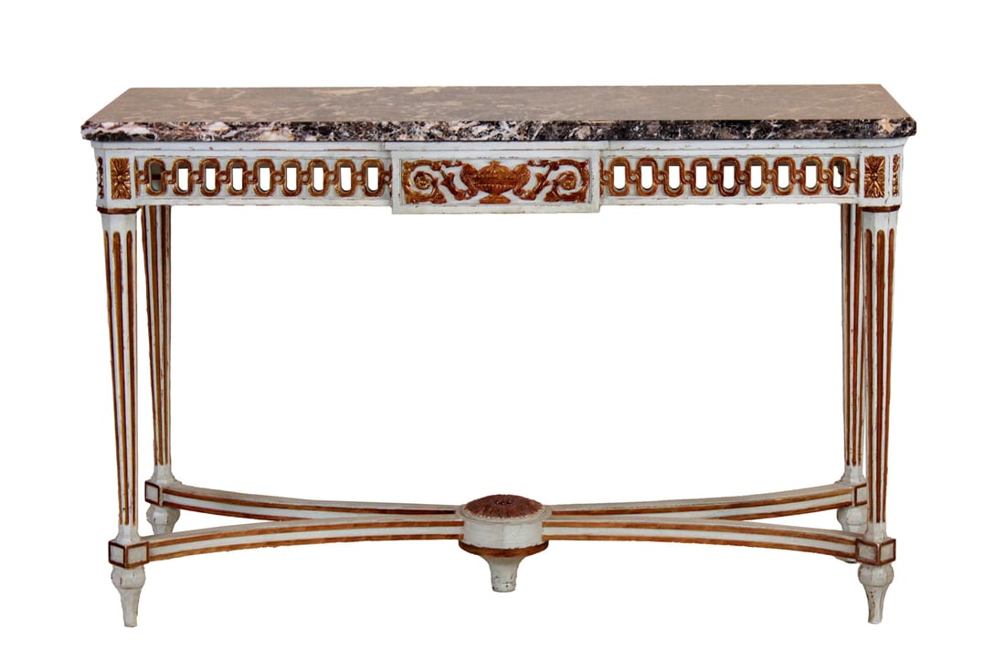 Louis XVI Style Parcel-Gilt Marble Top Pier Table (1 of 9)