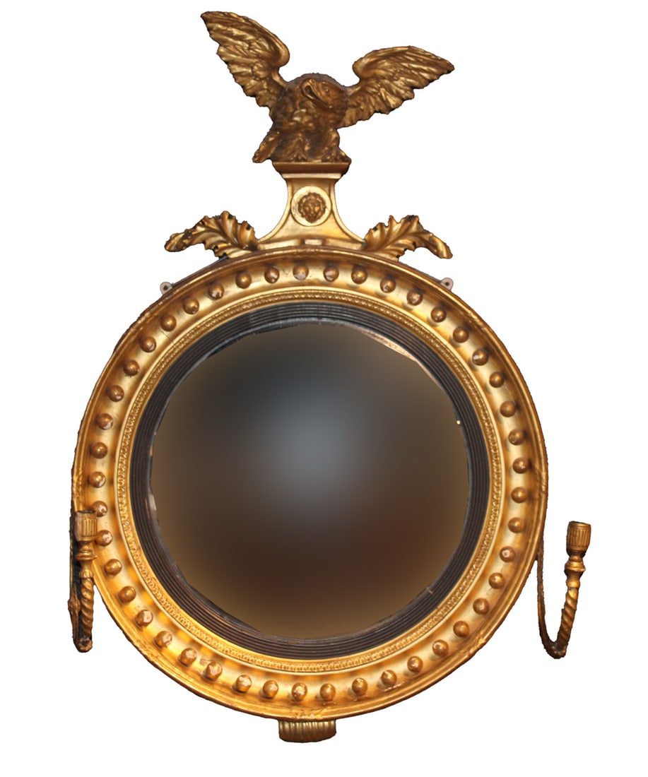 Regency Giltwood Convex Girandole Mirror (1 of 8)