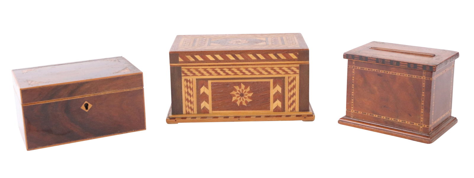 Three Small Marquetry Inlaid Boxes (1 of 9)