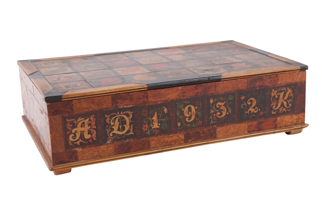 Marquetry Inlaid and Painted Sewing Box (1 of 6)