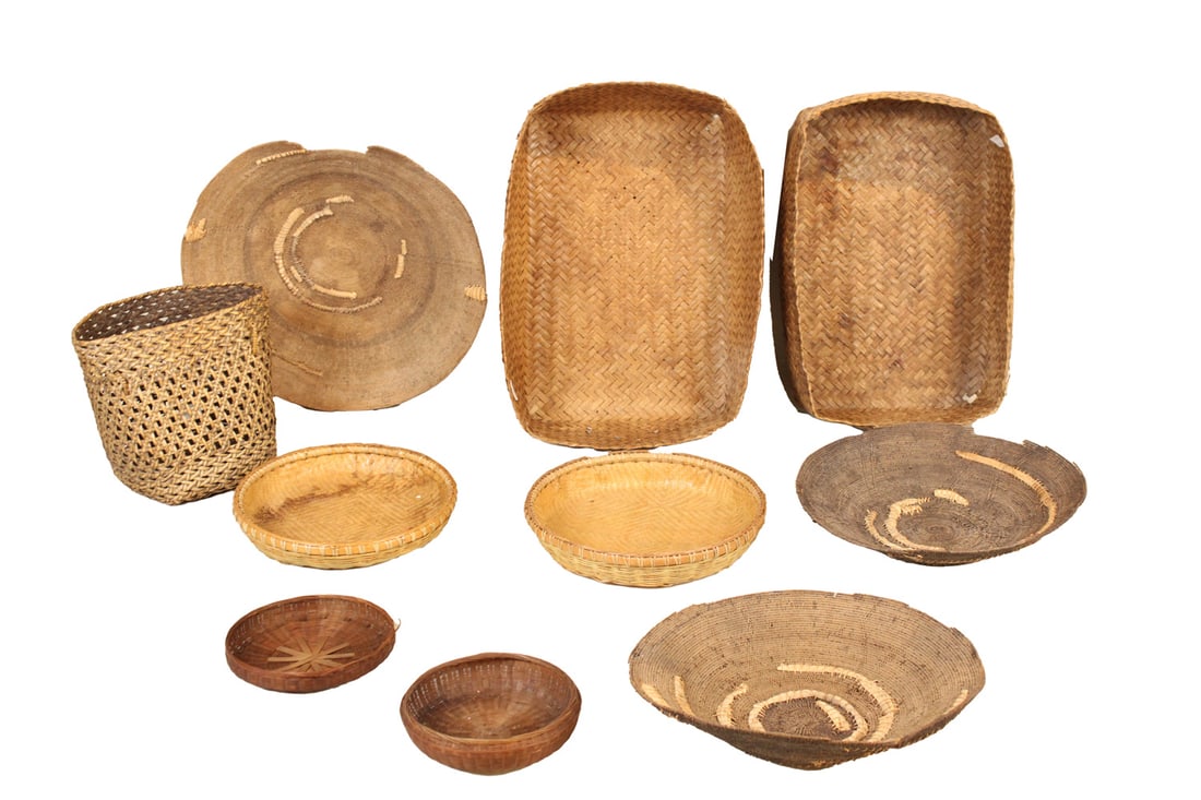 Ten Assorted Rattan and Splint Woven Baskets (1 of 9)