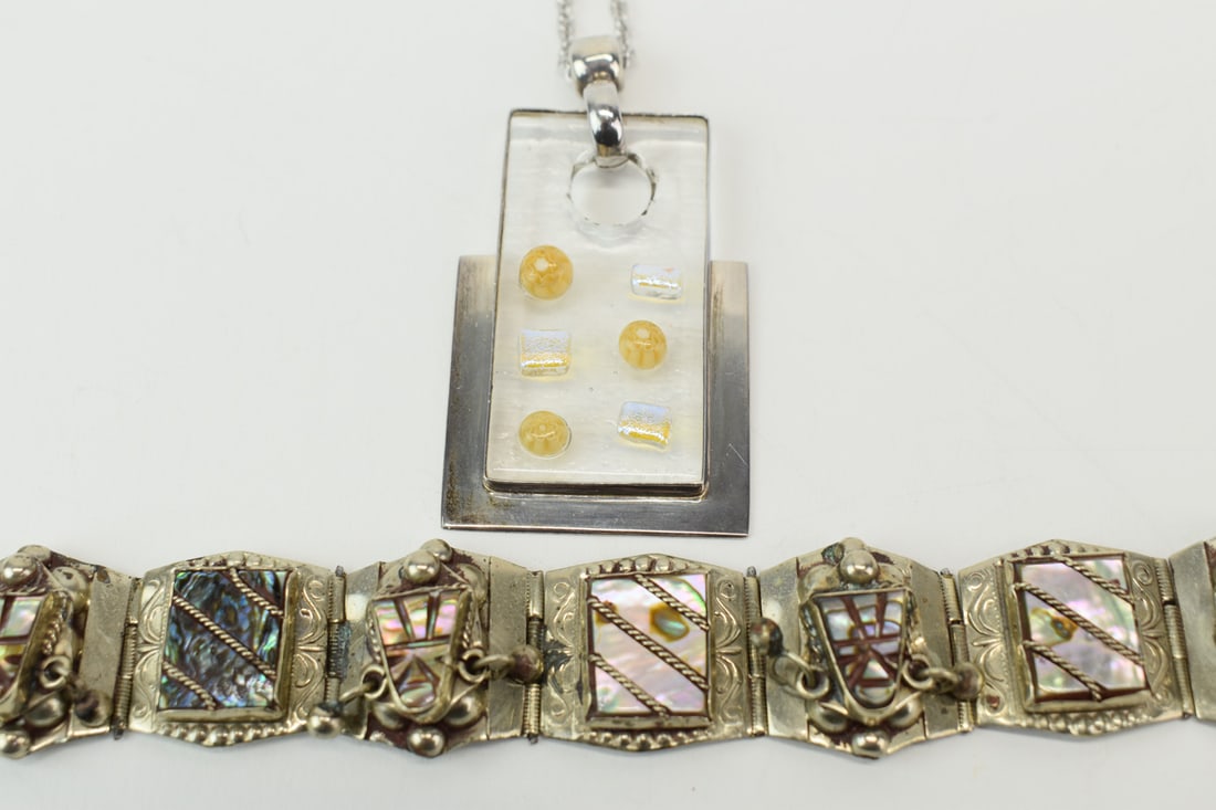 Southwestern Style Silver Bracelet and Necklace (1 of 6)