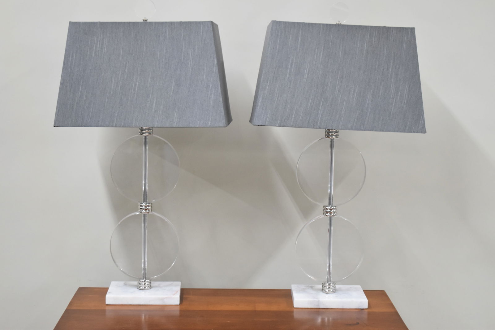 Pair of Glass, Chrome, and Marble Table Lamps (1 of 8)