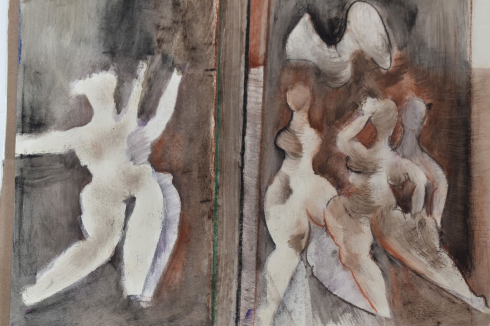 Lucia Wilcox Gouache on Paper Four Female Nudes (1 of 7)