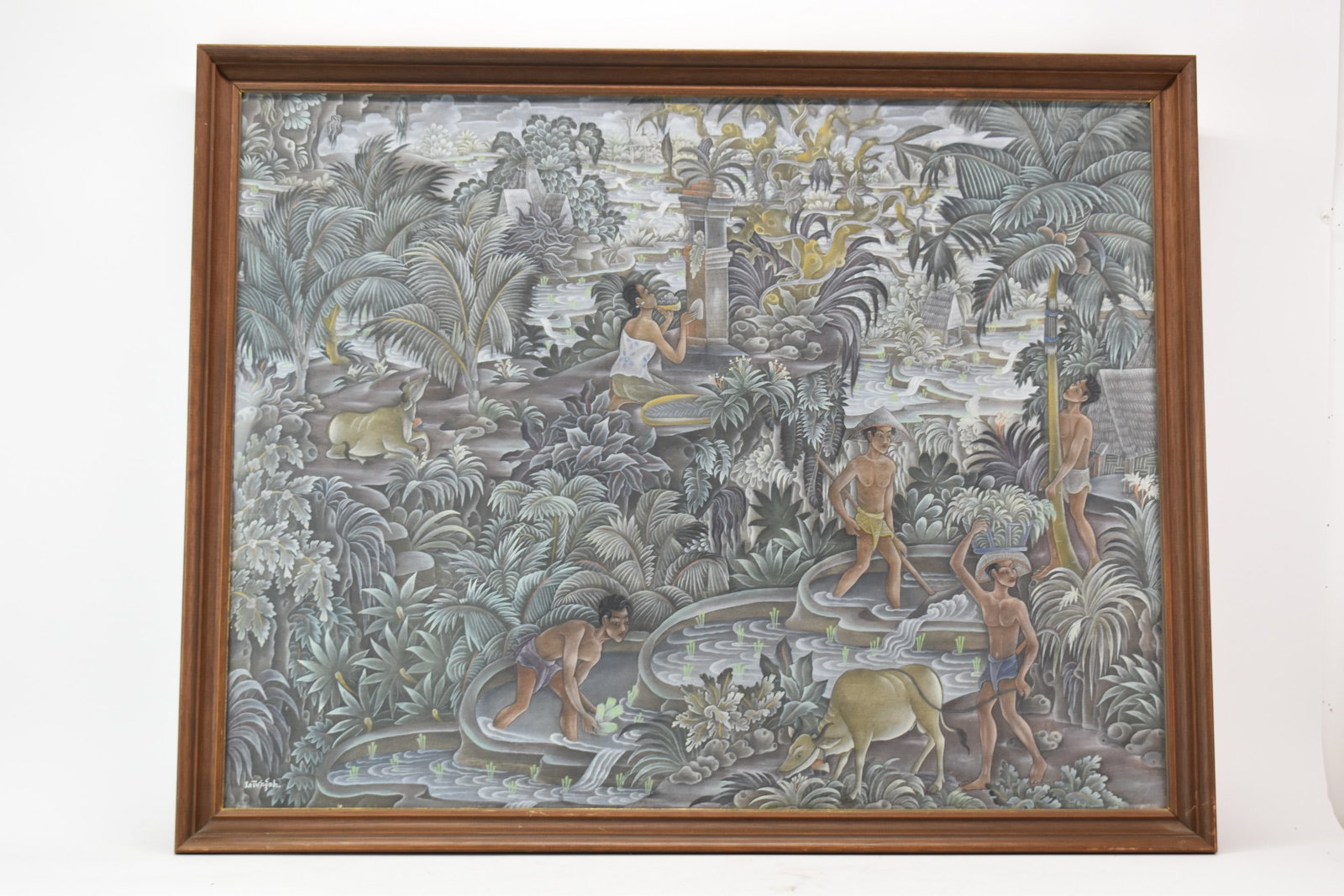 Ketut Tungeh Mixed Media of Indonesian Harvest: Ketut Tungeh Mixed Media of Indonesian Harvest signed lower left. Used condition, not examined outside of frame. Frame size 30 1/4" x 38 1/4"