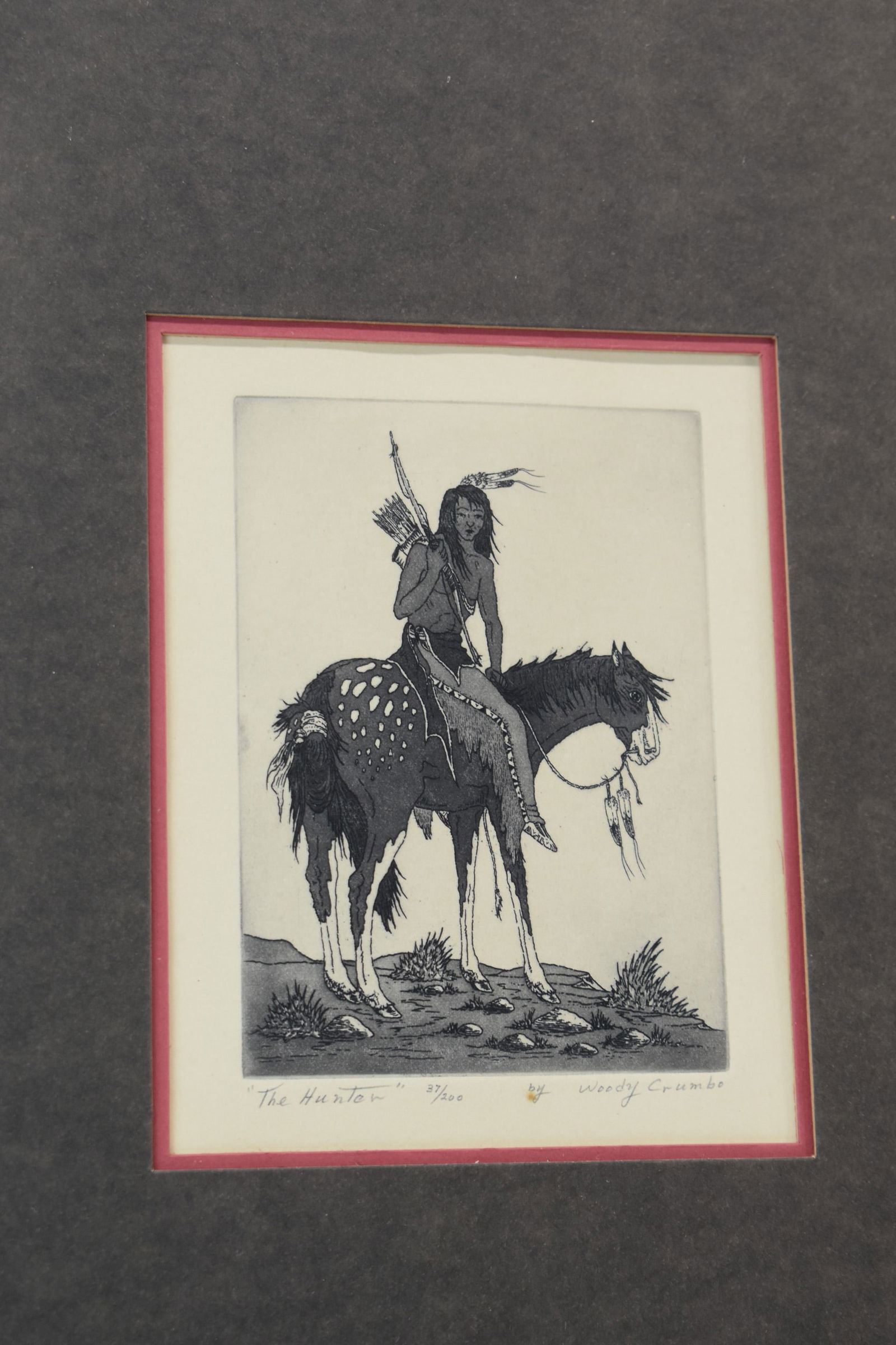 Woody Crumbo, Etching, "The Hunter" (1 of 6)
