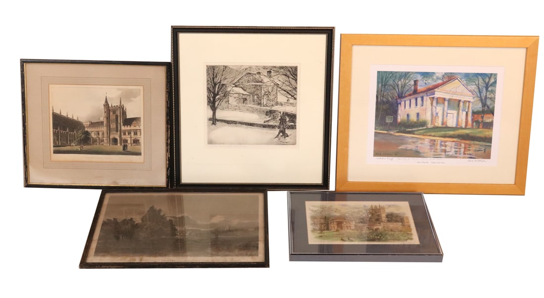 Group of Five Architectural Prints (1 of 9)