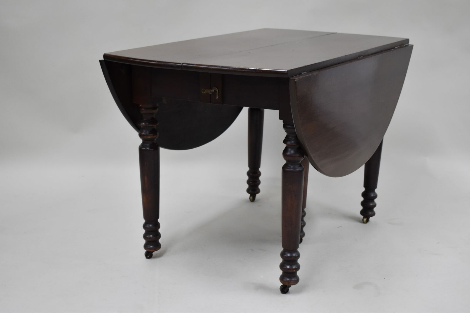 Large Dark Stained Center Table with Drop Leaves (1 of 8)