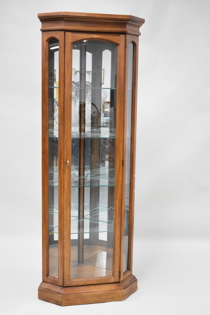 Martinsville Mirrored Back Corner Curio Cabinet (1 of 9)