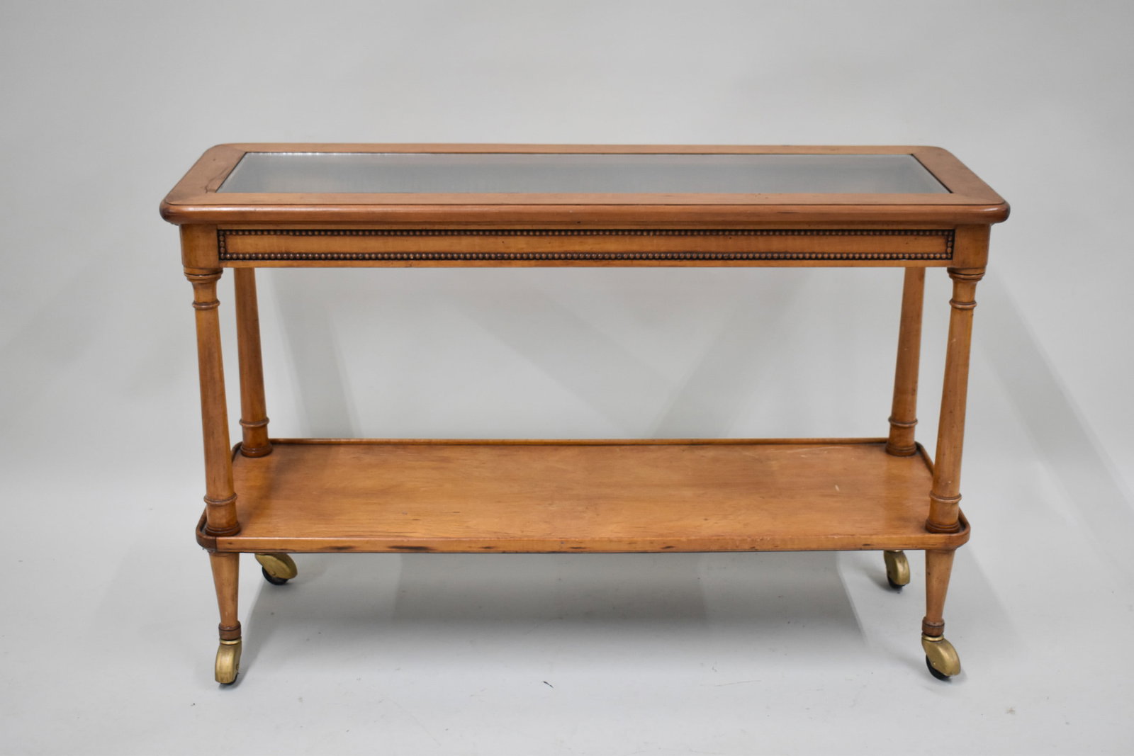 Fruitwood Glass Top Serving Cart (1 of 7)
