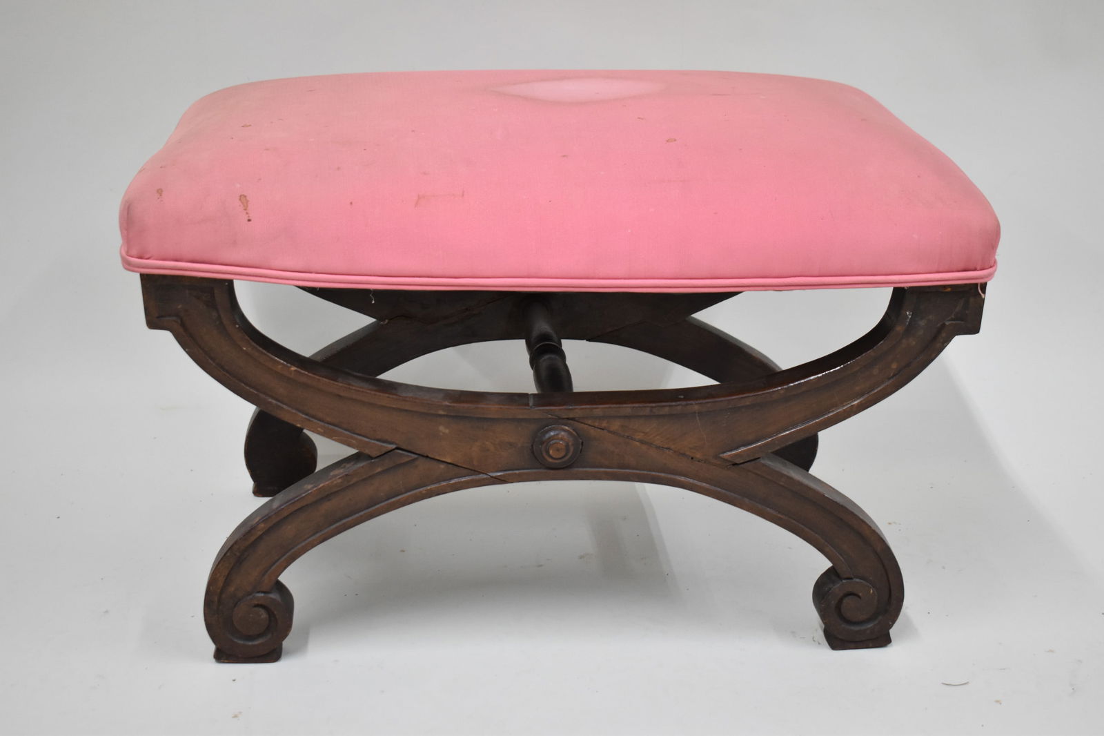 Antique Red Upholstered Vanity Bench (1 of 9)