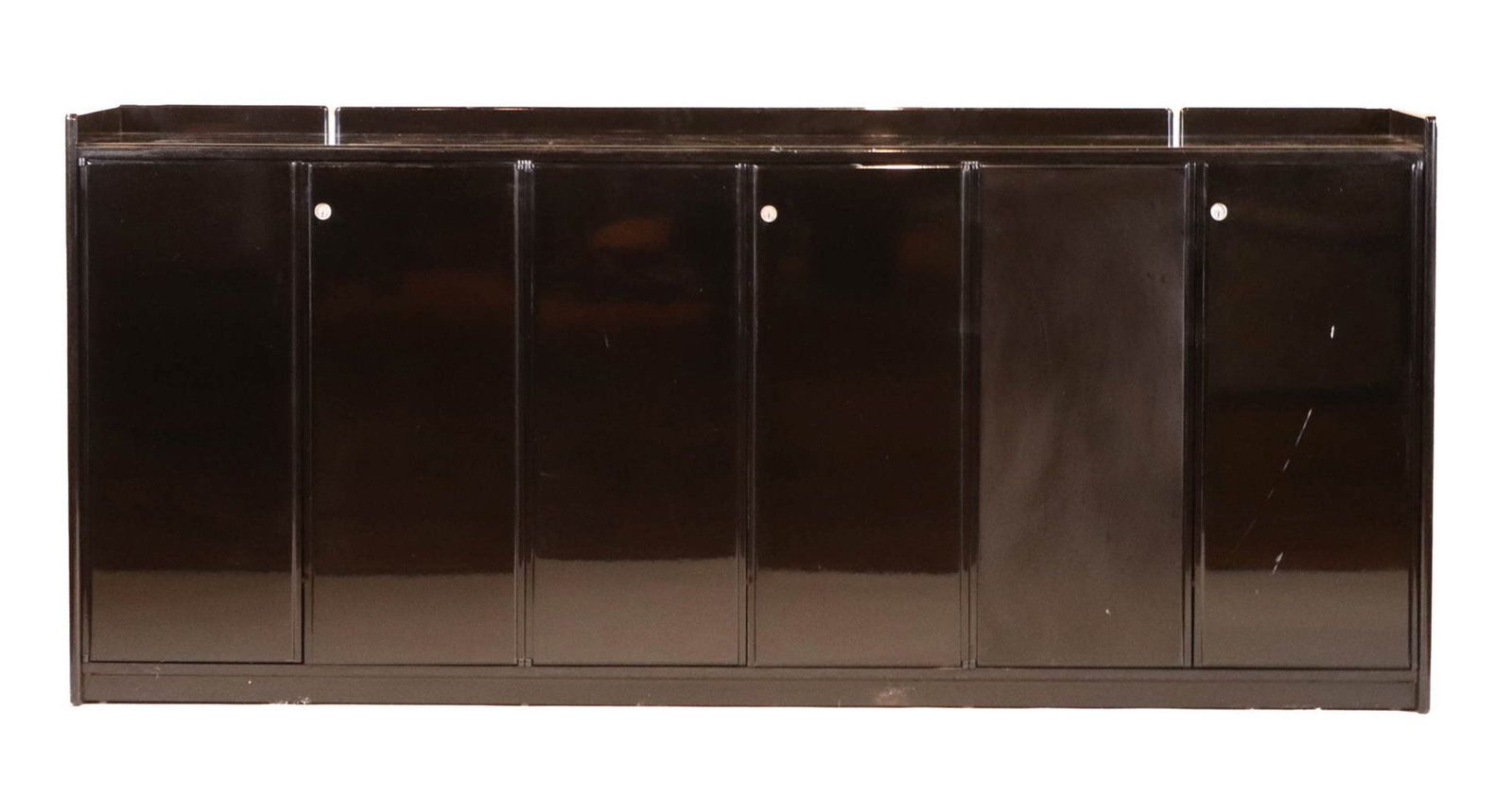 Modern Black Lacquer Style Credenza: 34"h x 76.5"w x 17"d