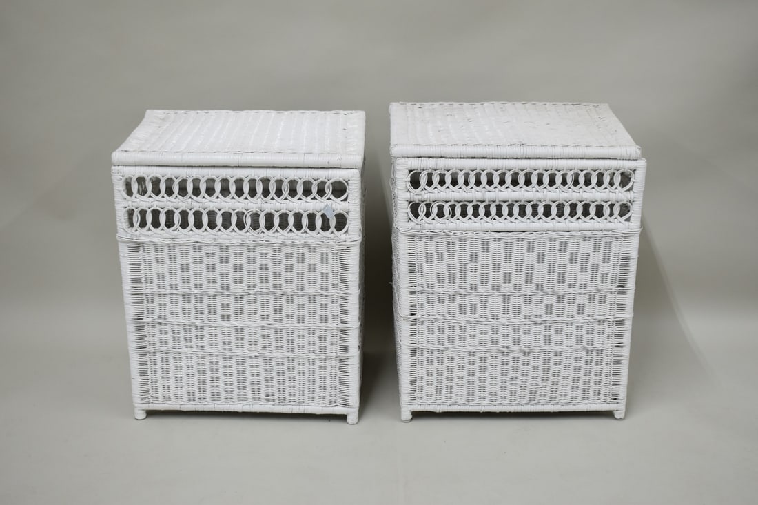 Two White Wicker Hamper Baskets (1 of 9)