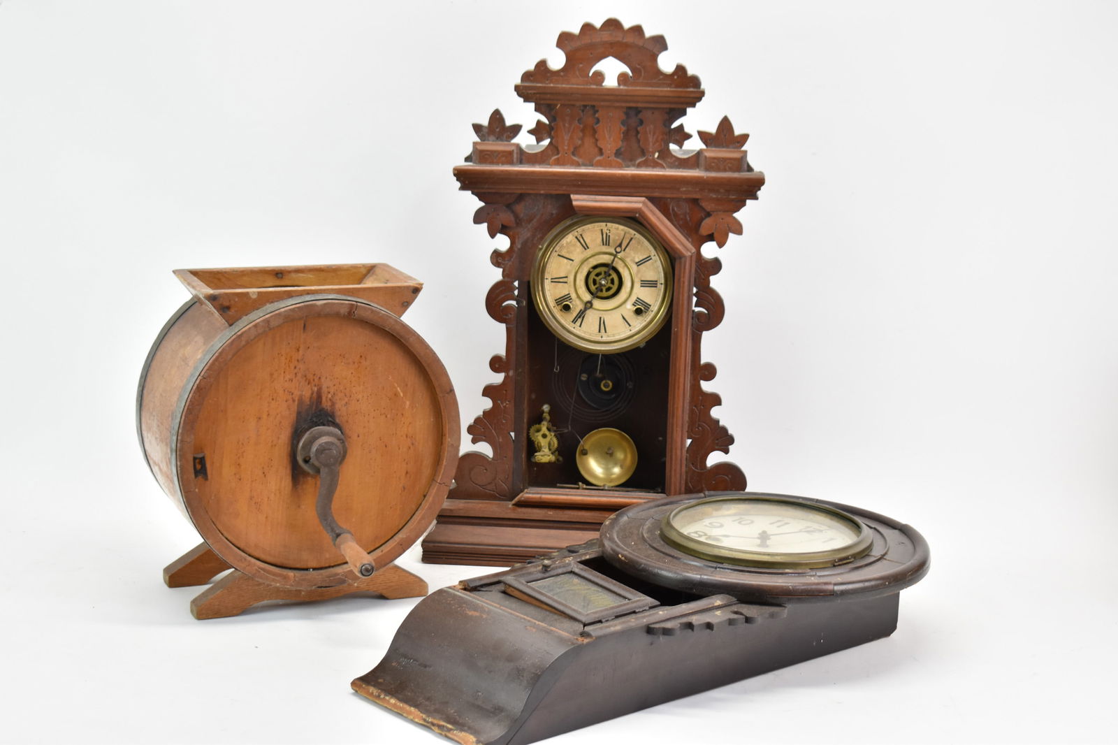 Two Antique Wooden Clocks (1 of 8)