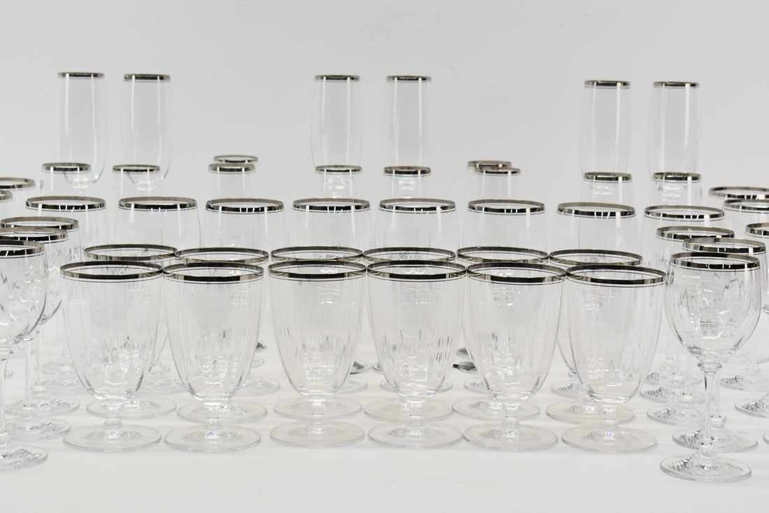 Large Set of Assorted Silver Rimmed Glasses (1 of 6)
