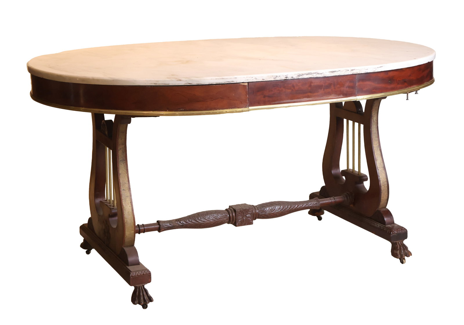 Regency Marble Top Mahogany Center Table (1 of 10)