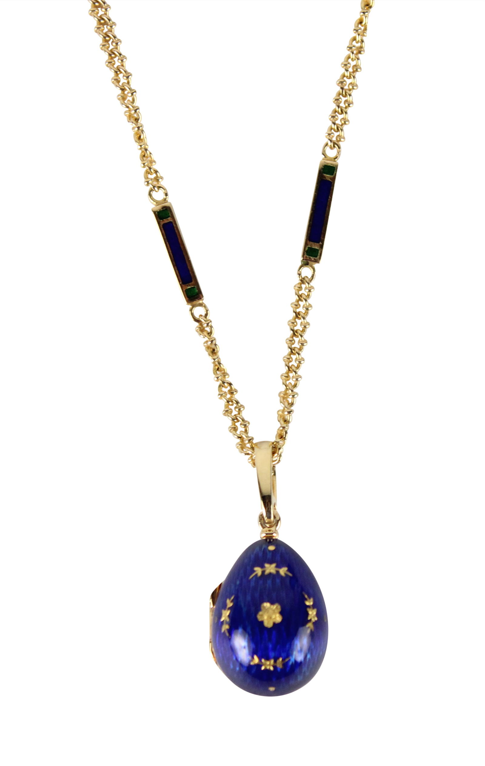 18K Yellow Gold Faberge Egg Necklace (1 of 7)