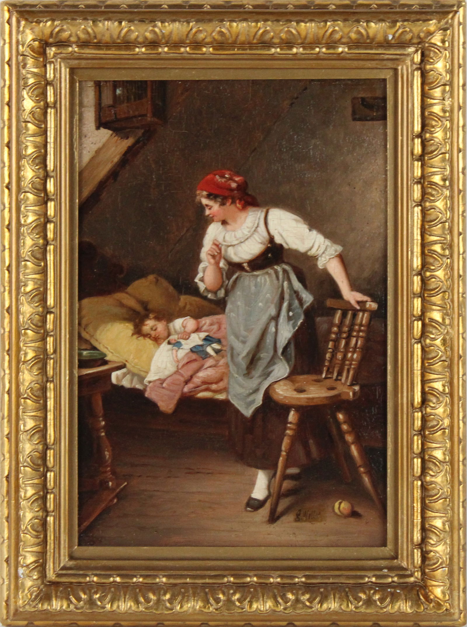 George Welles, Oil on Board, Interior Scene (1 of 6)