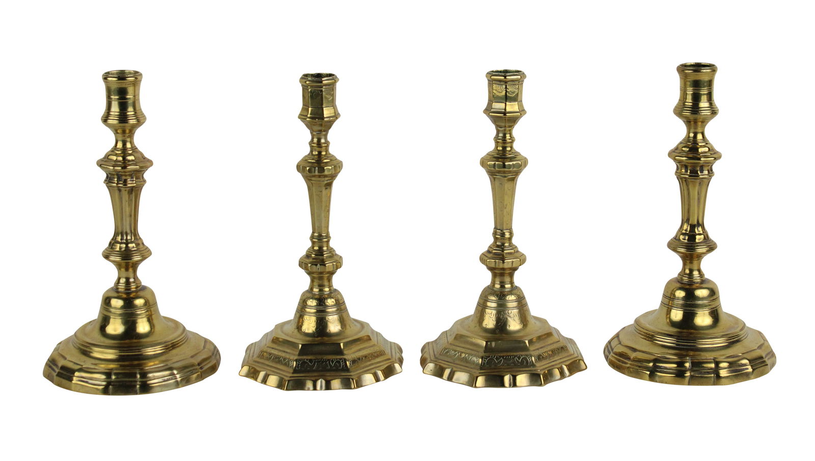 Two Pairs of Louis XVI Brass Candlesticks (1 of 9)