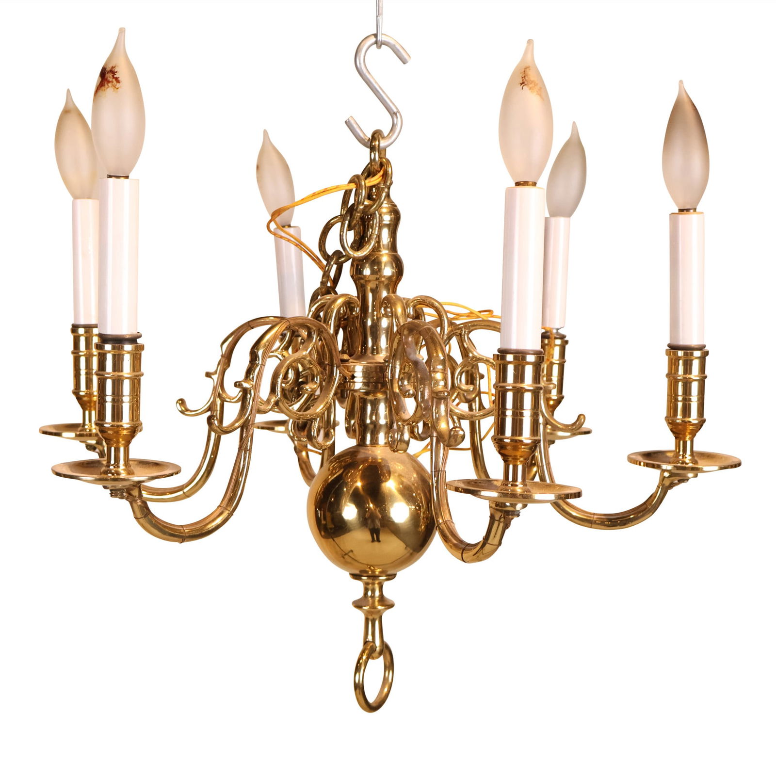 Dutch Baroque Style Brass Six-Light Chandelier (1 of 6)