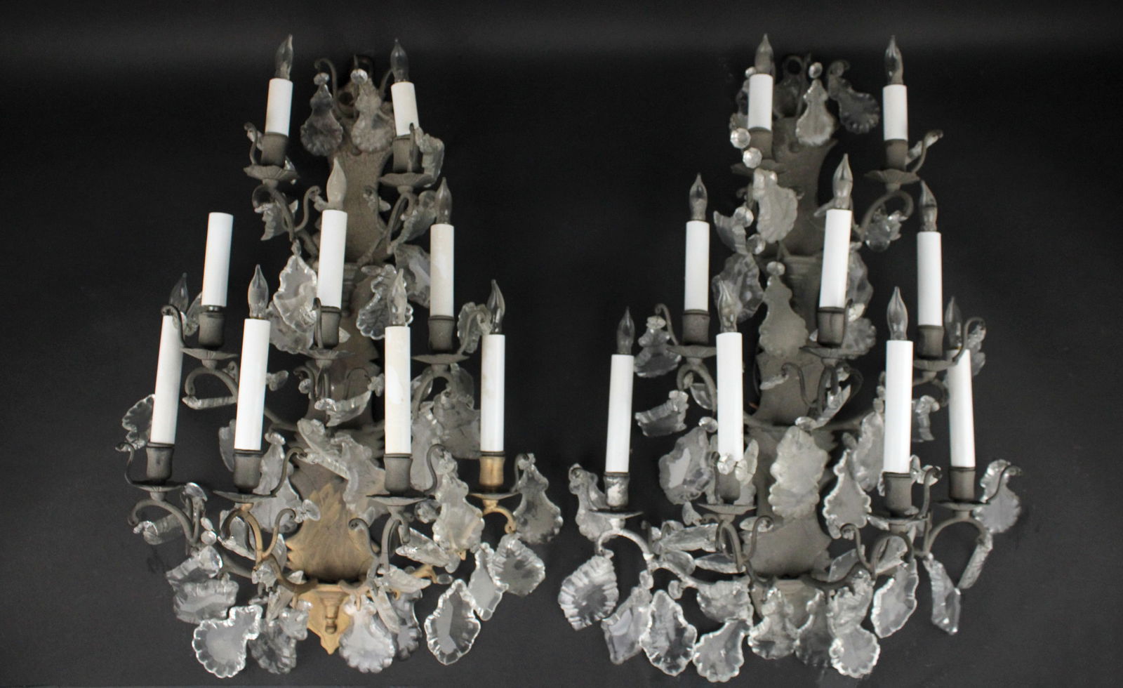 Pair of Louis XV Style Iron & Glass Wall Sconces (1 of 5)
