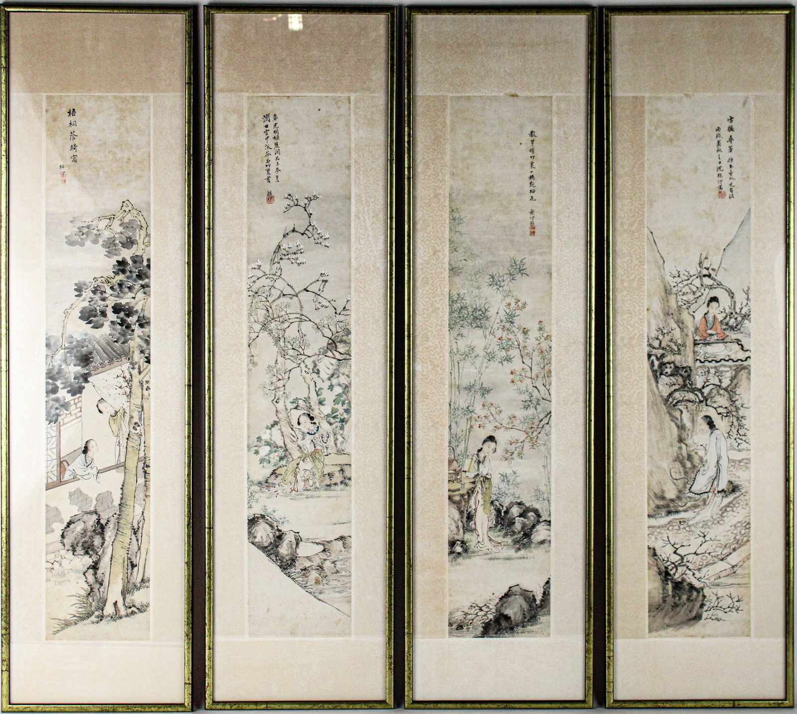 Four Chinese Painted Framed Scrolls (1 of 14)