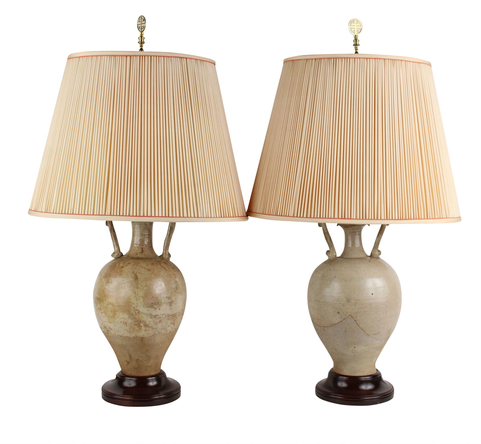 Pair of Tang Straw Glazed Pottery Amphora Vases (1 of 10)