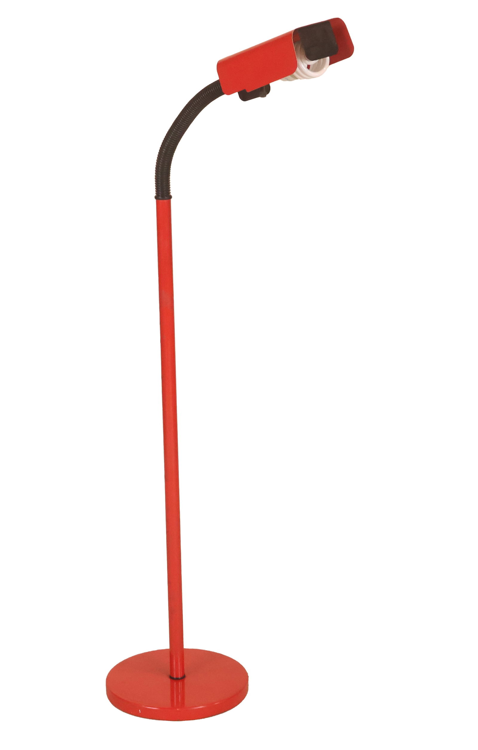Mid-Century Modern Red Lacquer Gooseneck Floor Lamp (1 of 7)
