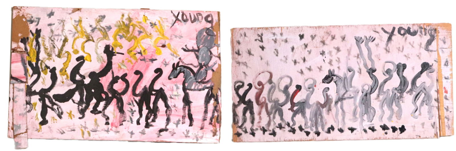 Purvis Young, (American, 1943-2010) Two Untitled Works, Paint on plywood and masonite (1 of 13)