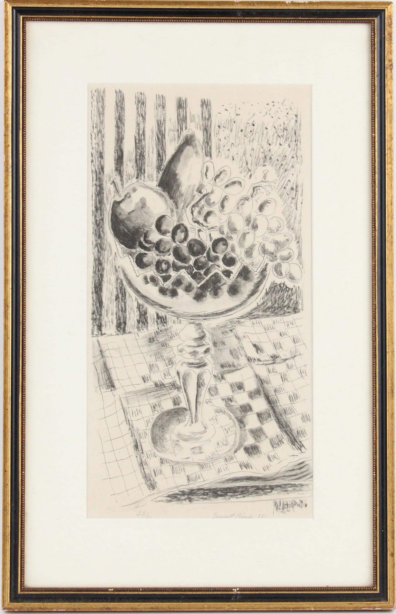 Ernest Fiene, (American, 1894-1965) Black and White Still Life, Lithograph: Pencil signed and numbered 22/30, dated 1928. Sight size: 14-3/4"h x 7-3/4"wOverall: 21"h x 13-1/4"w