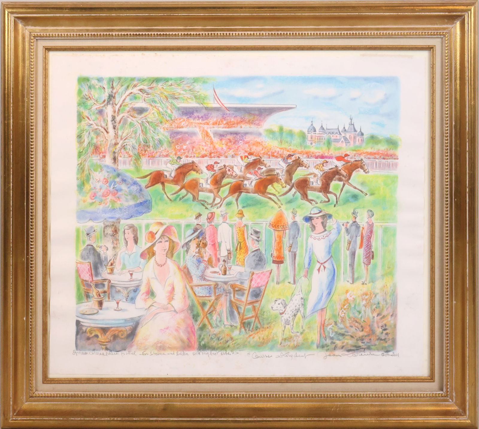 Jean Lareuse, (French, 1925-2016) Courses a Longchamps, Hand-Colored Lithograph (1 of 12)