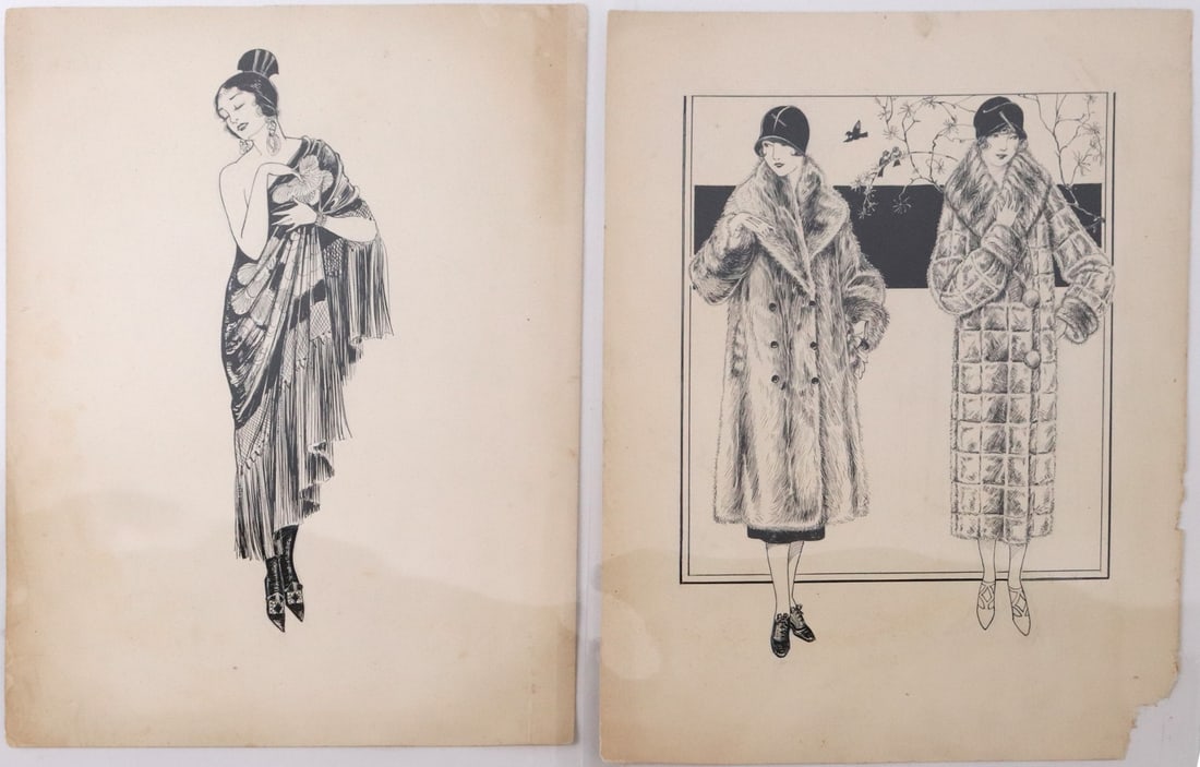 Anna Peterson, (, ) Two Art Deco Fashion Illustrations, (1 of 7)