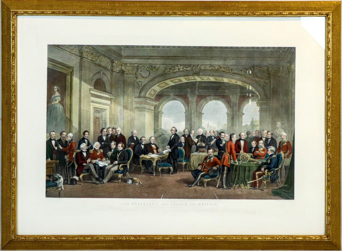 After Thomas Jones Barker, Colored Engraving: "The Intellect and Valour of Britain" 1864, by Charles George Lewis.Provenance: Property from a Private New York and Switzerland Collection Sight: 34-1/2"h x 48"wOverall: 40"h x 53"w