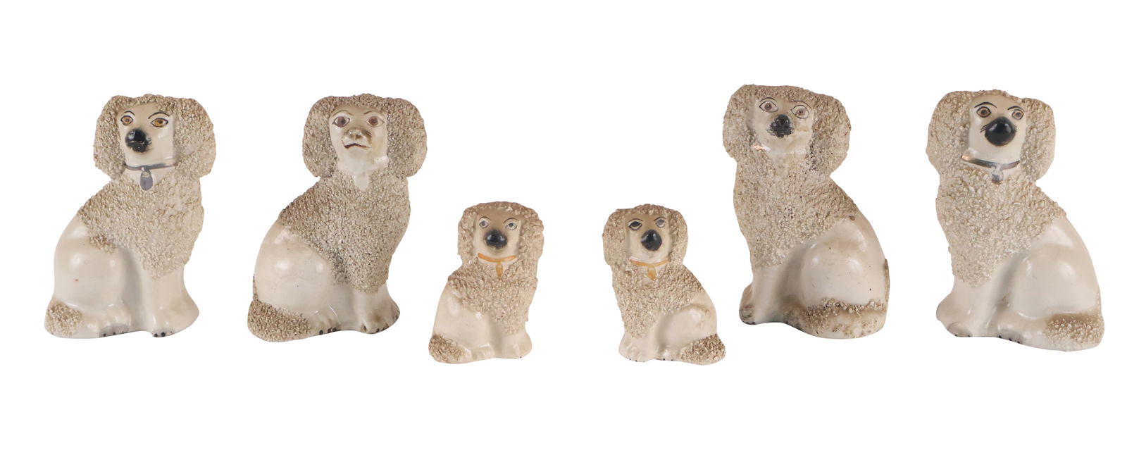Six Staffordshire Porcelain White Poodles (1 of 12)