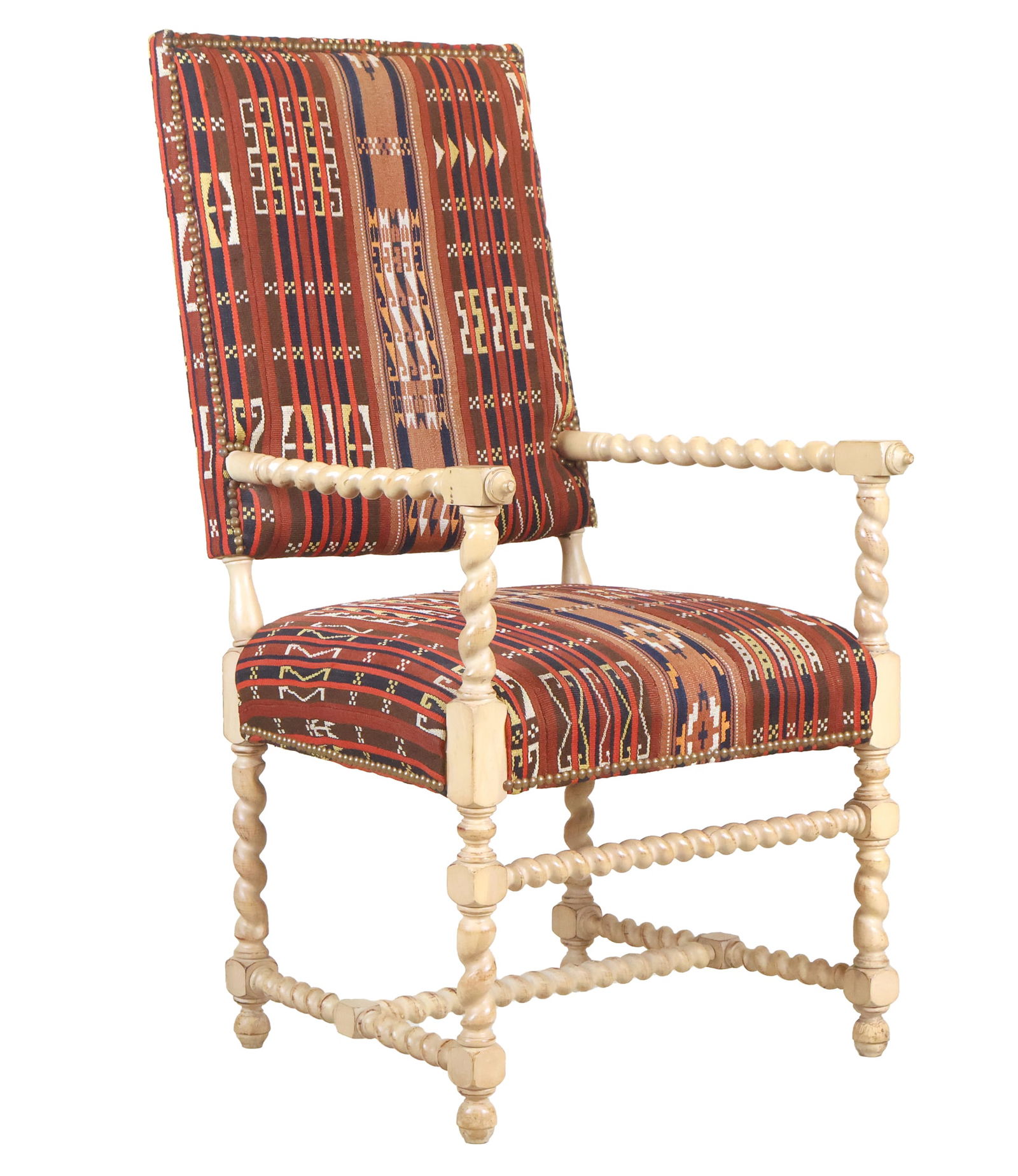 Barley Twist White Painted Library Armchair (1 of 13)