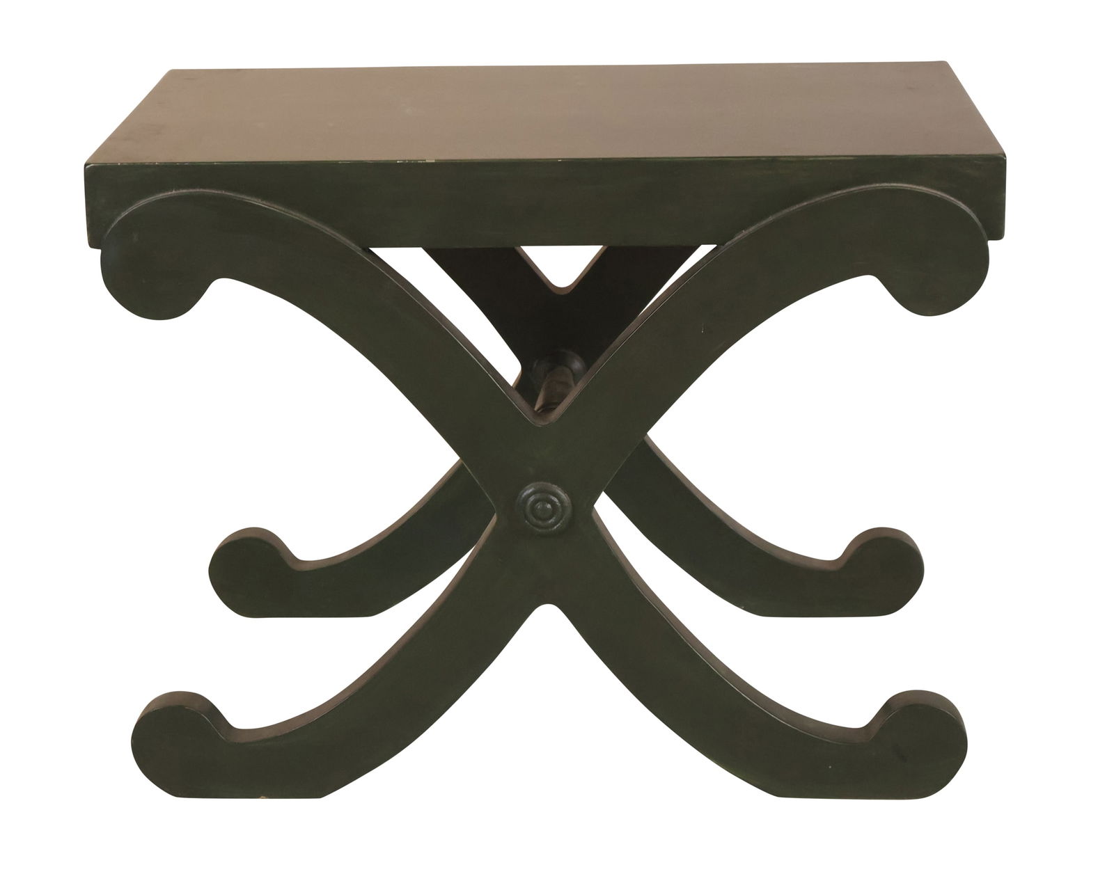 Regency Style Green Painted X-Form Stool (1 of 5)