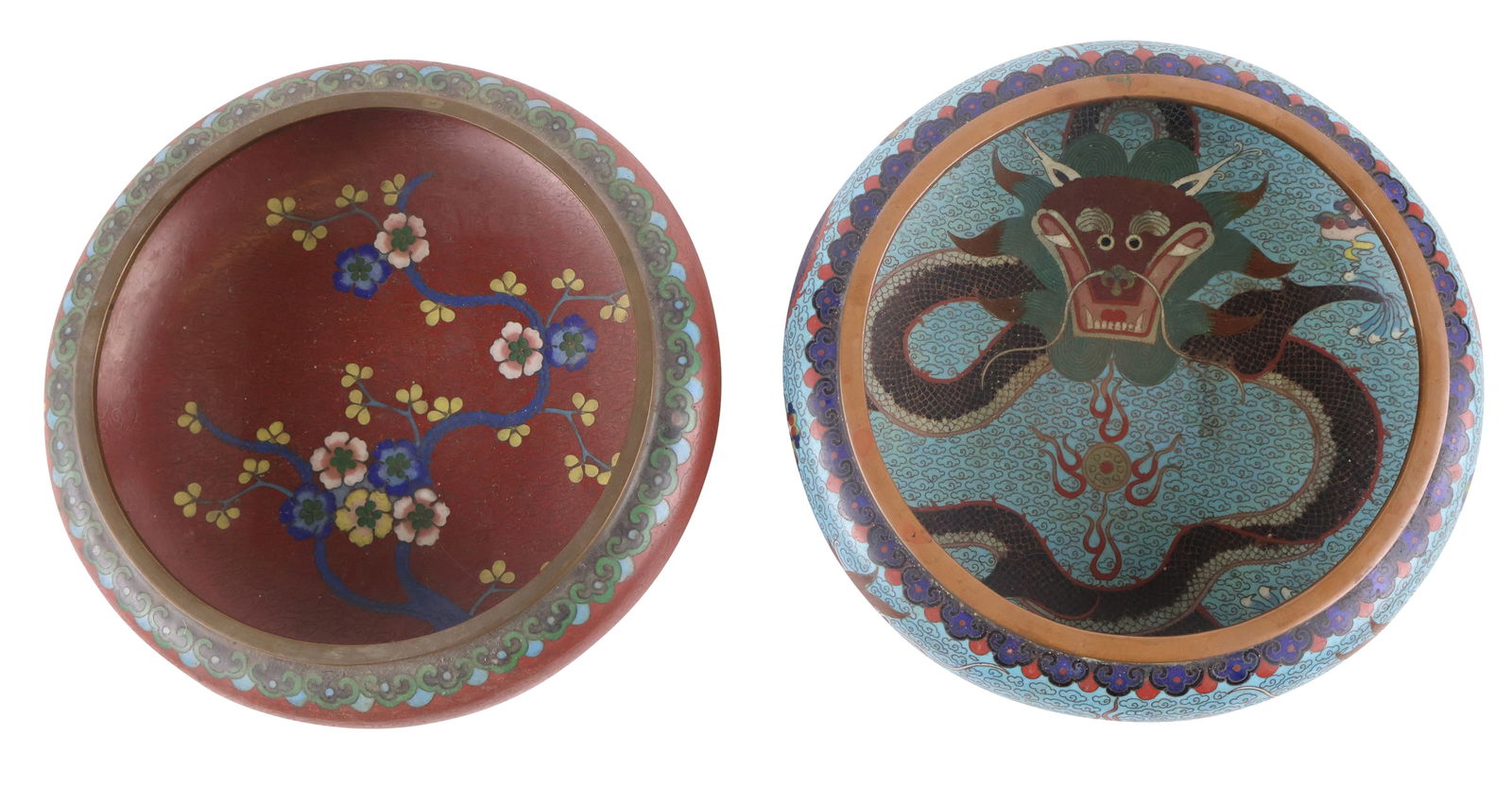 Two Chinese Cloisonne Shallow Dishes (1 of 11)