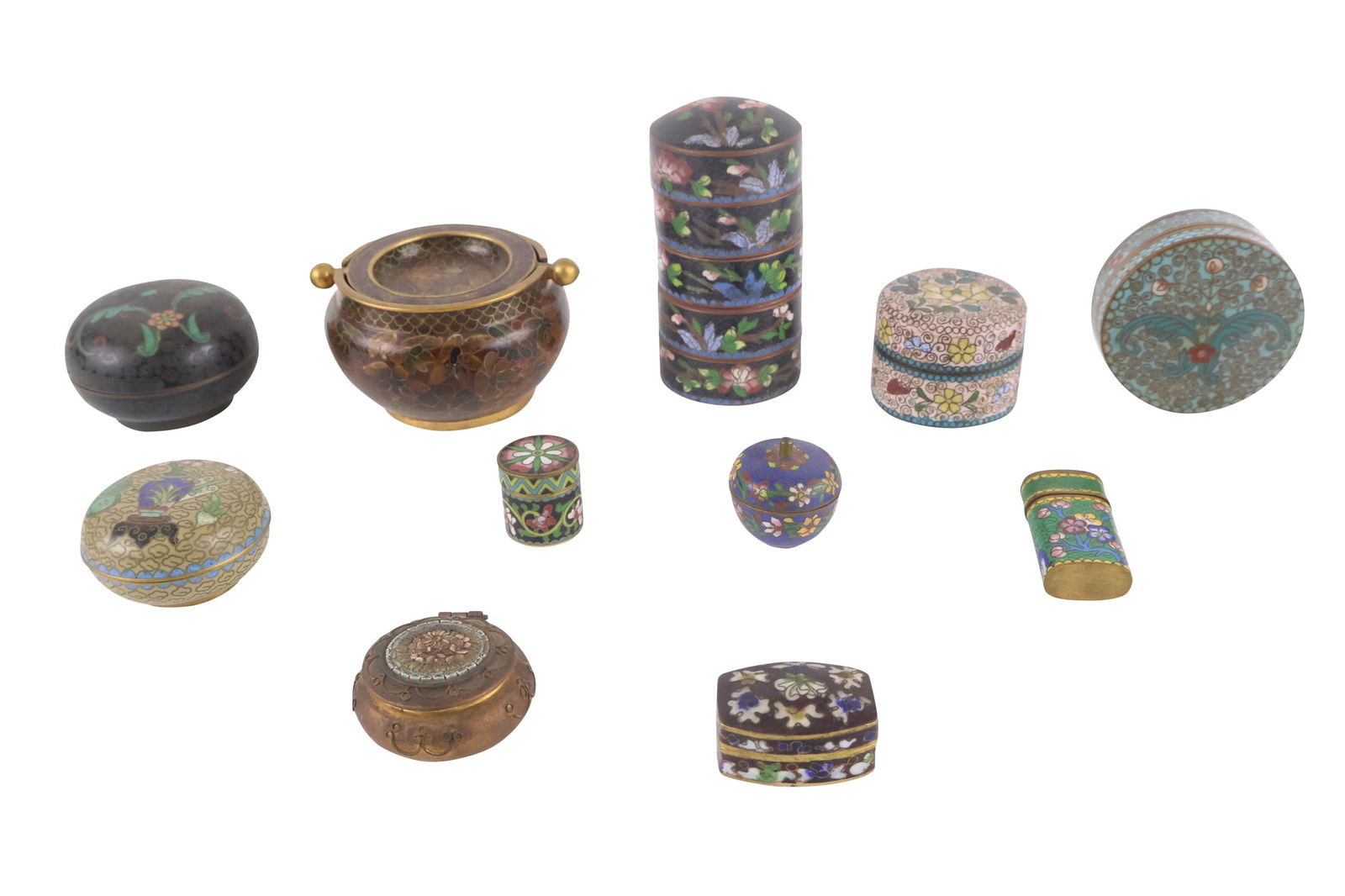Group of Chinese Cloisonne Small Boxes (1 of 10)