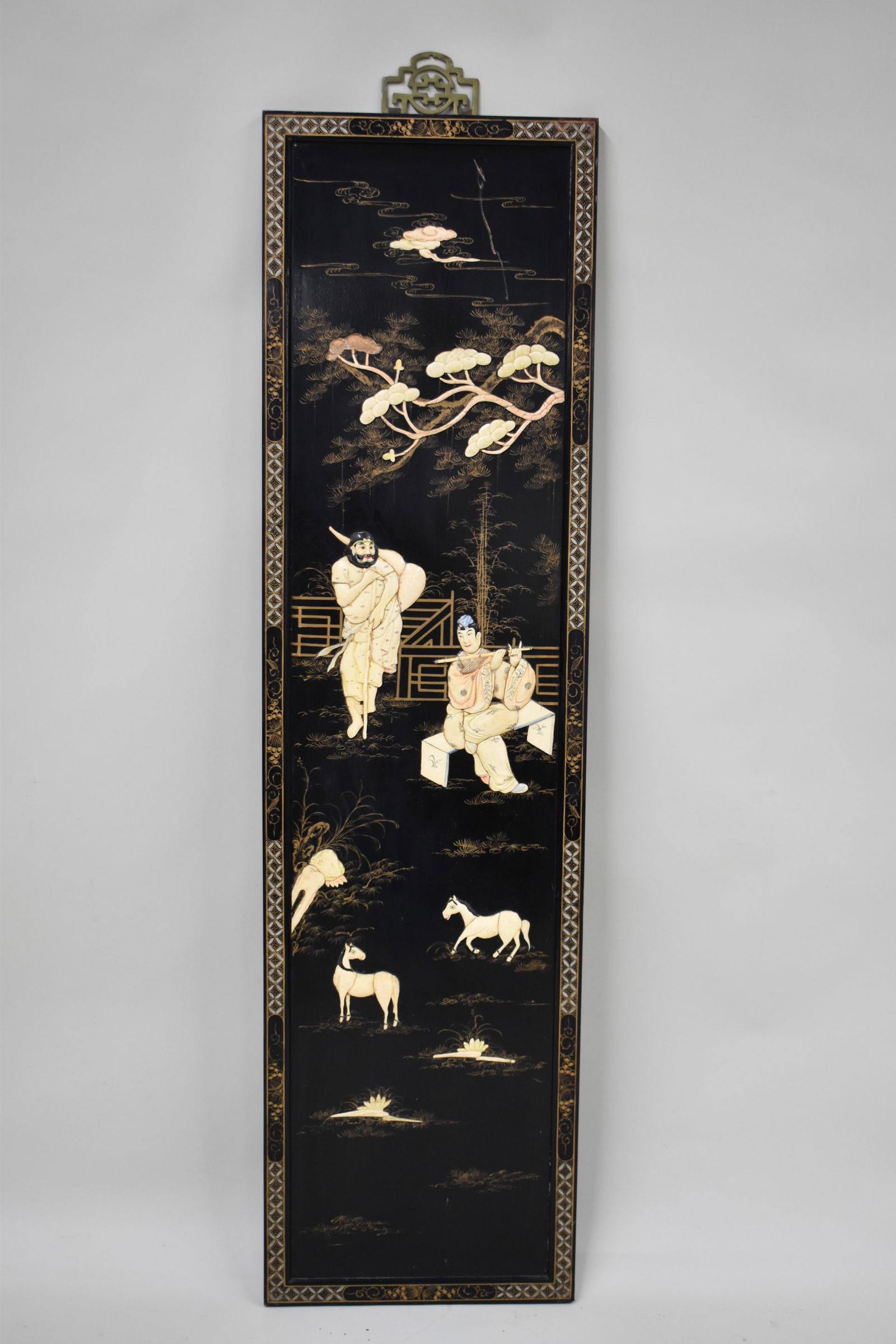 Asian Style Black Lacquered Hanging Wall Panel (1 of 10)