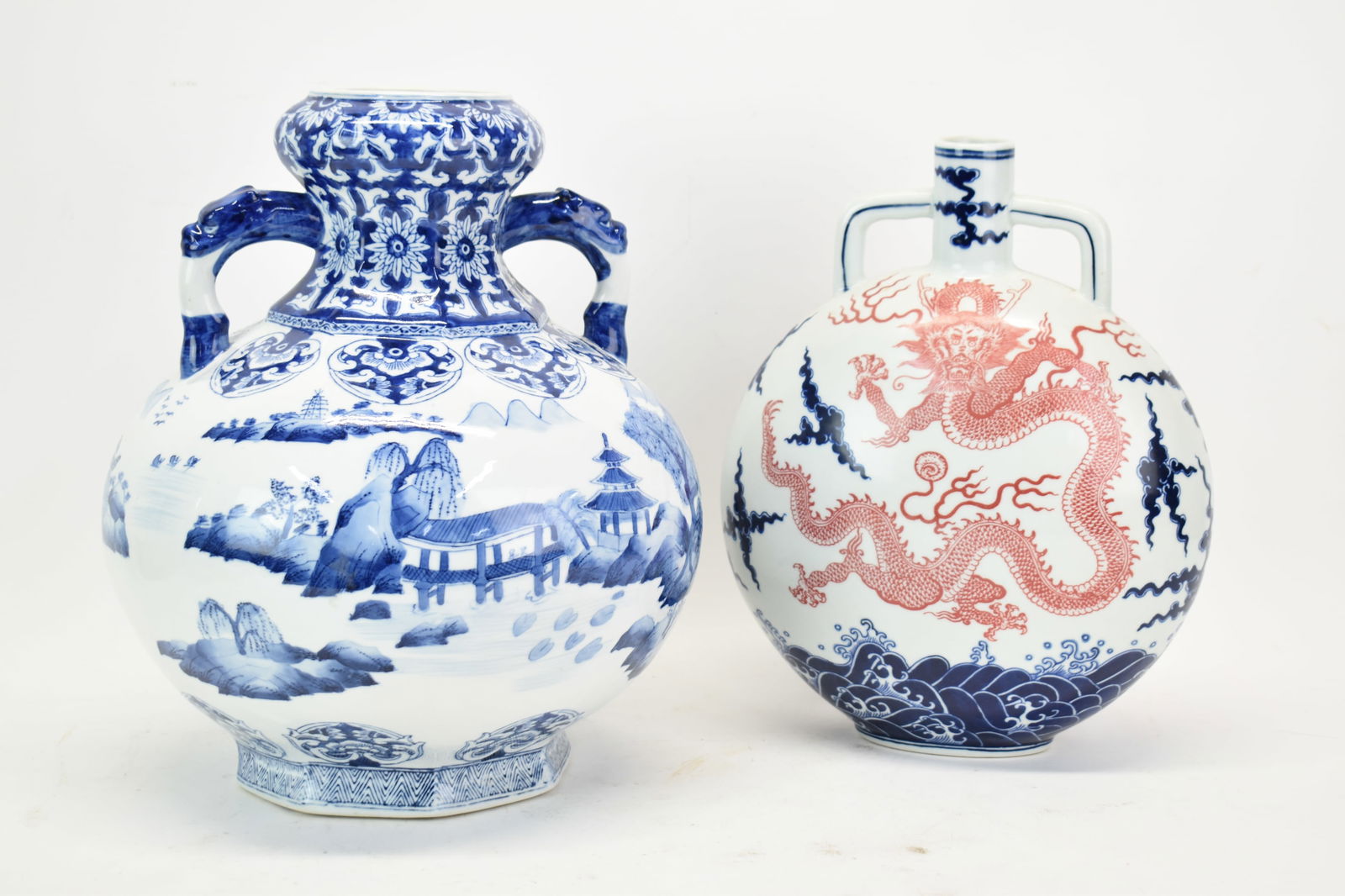 Large Asian Blue and White Decorated Vase (1 of 10)