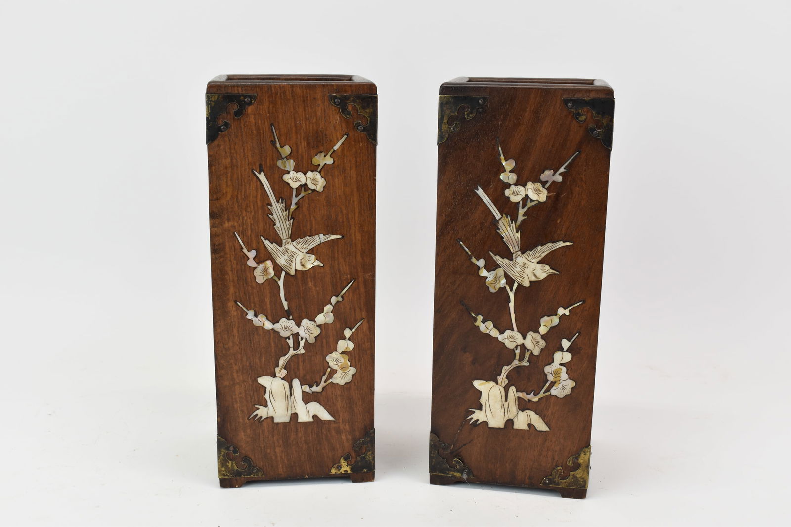 Pair of Asian Mother of Pearl Inlaid Hardwood Hat Stands (1 of 9)