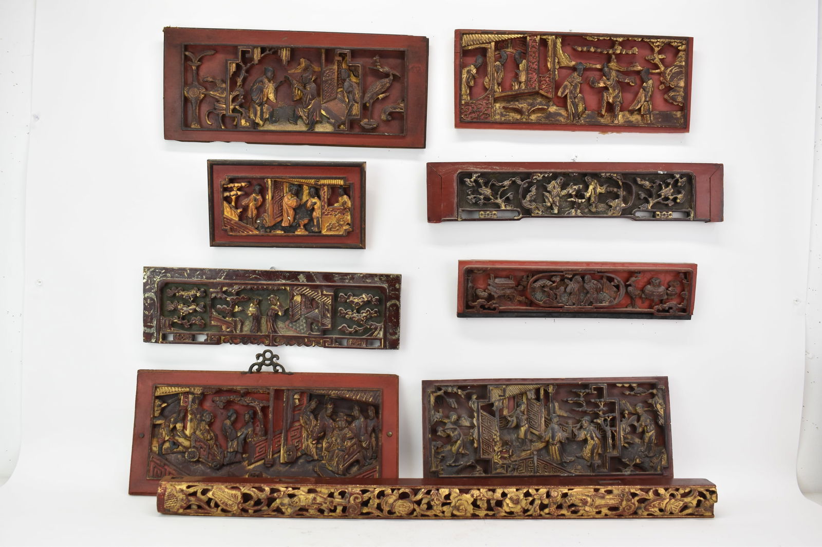 Nine Assorted Red Lacquered Asian Architectural Elements (1 of 20)