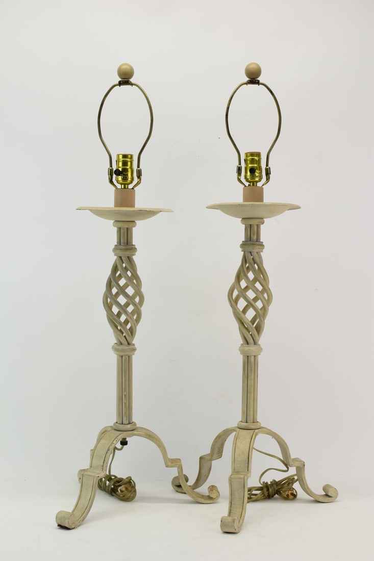 Pair of Iron White Painted Table Lamps (1 of 13)