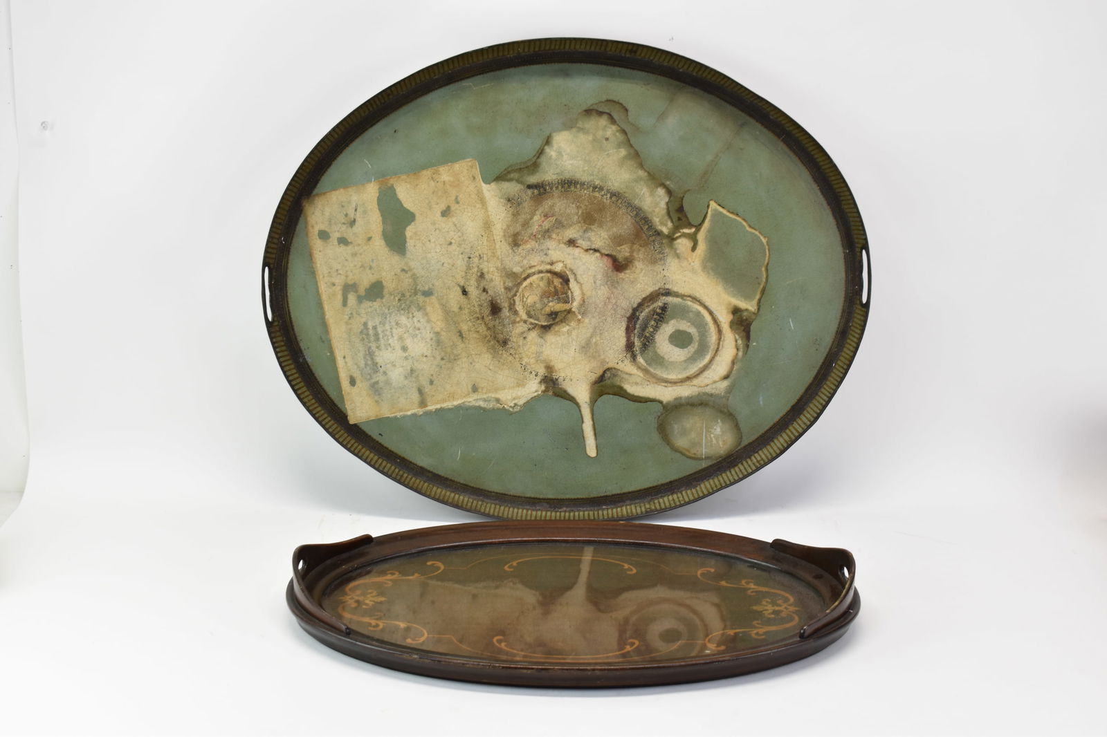 Vintage Mahogany Inlaid Serving Tray (1 of 8)